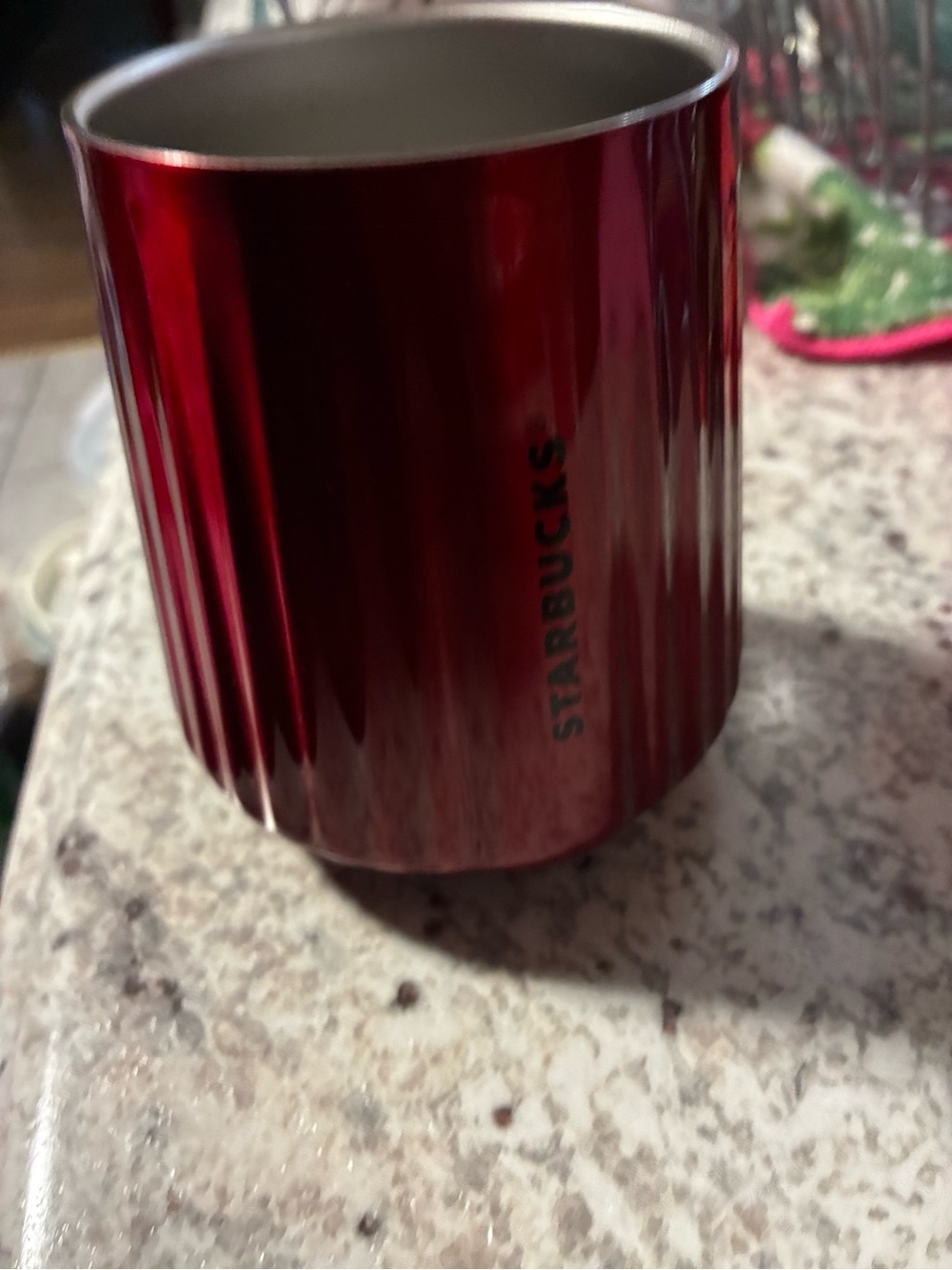 Starbucks Red Metallic Canister Candle Holder